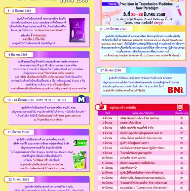 สารงานบริการโลหิต เดือน เมษายน 2568